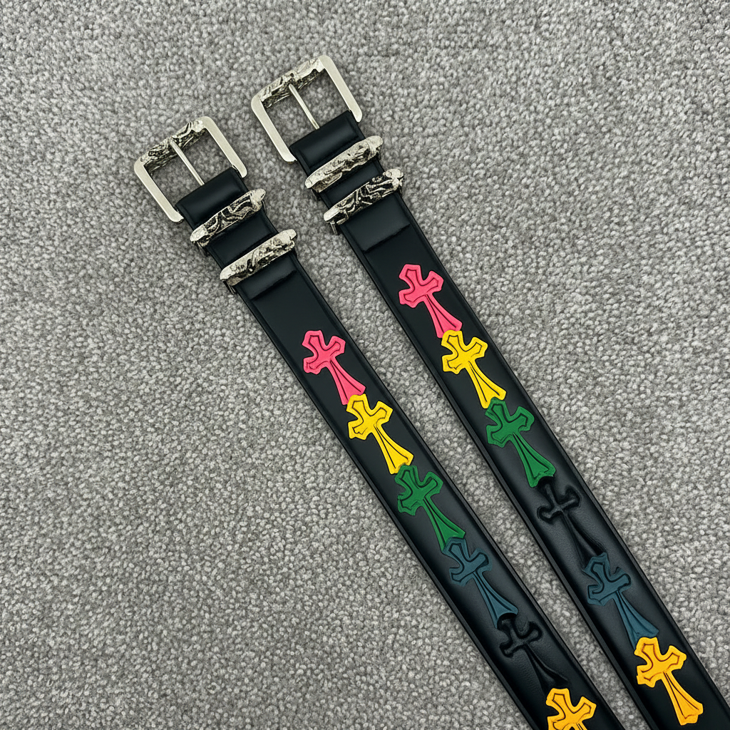 Cinto Cross Metal Rainbow Chorme Hearts (IM)